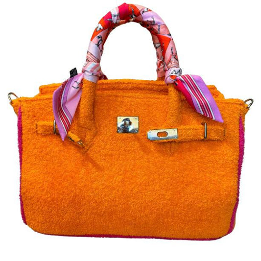 Terry Bag Oranje (Roze bies) 35 met zilveren hardware