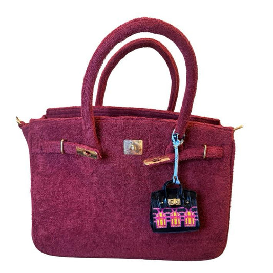Terry Bag 40, bordeaux met gouden hardware
