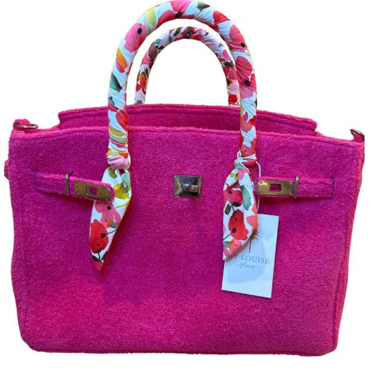 Terry Bag 40, roze met zilveren hardware