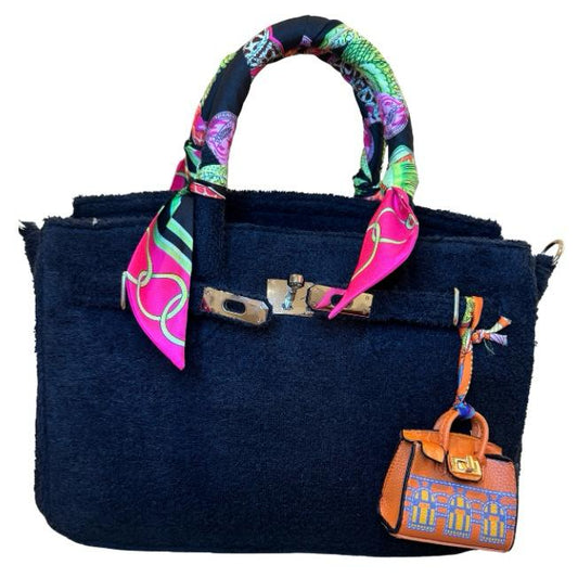 Terry Bag 35, zwart met zilveren hardware