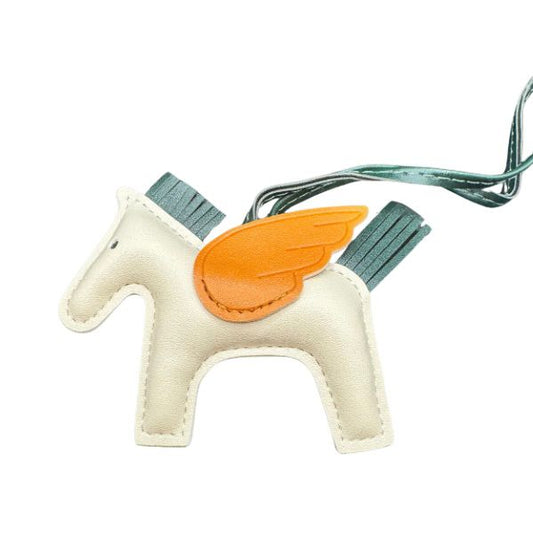 Bagcharm paardje off white/blauw
