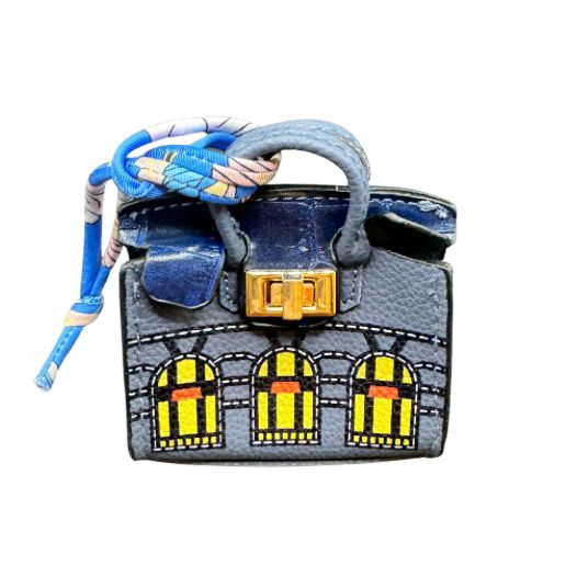 Bagcharm mini tasje blauw/grijs
