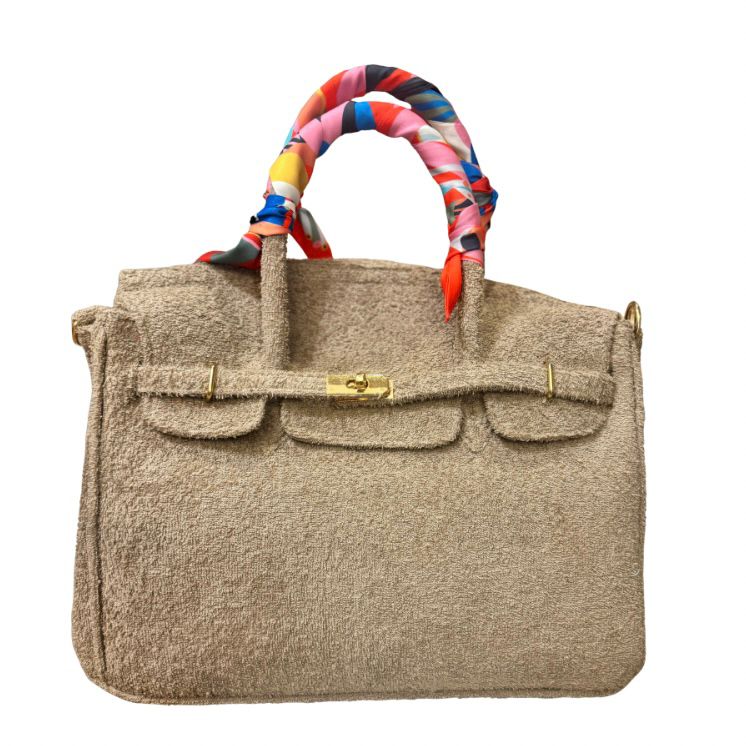 Terry Bag 40, taupe met gouden hardware