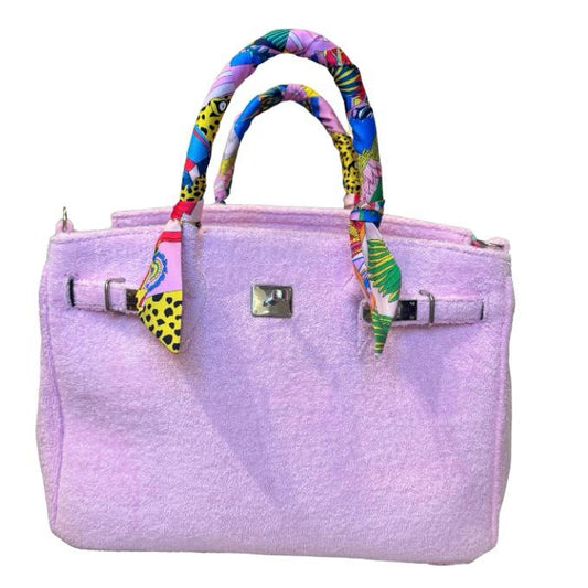 Terry Bag 35, lichtroze met zilveren hardware
